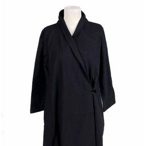 Cupcake International Black Cotton Kimono Jacket Coat Minimalist Lagenlook Small